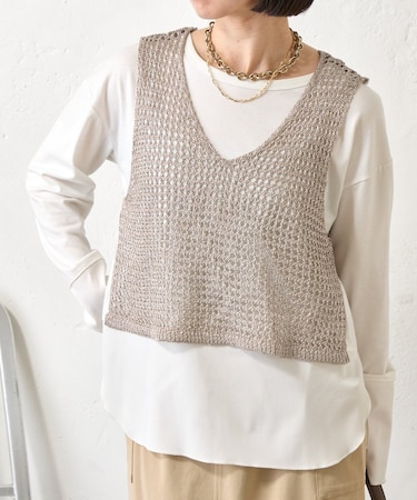 【レイヤードで差をつける】メタリックヤーンベスト