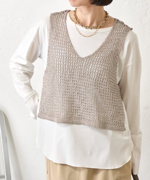 【レイヤードで差をつける】メタリックヤーンベスト