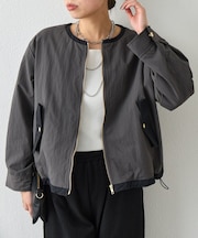 配色クルーネックブルゾン
