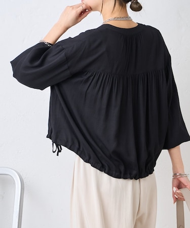 裾リボンドロストシャツ