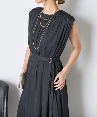 ベルト付きギャザーワンピ