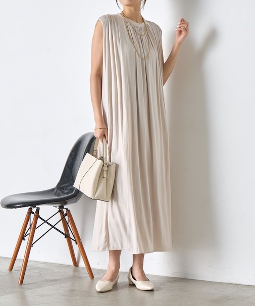 ベルト付きギャザーワンピ