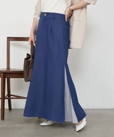 異素材デニム切替スカート