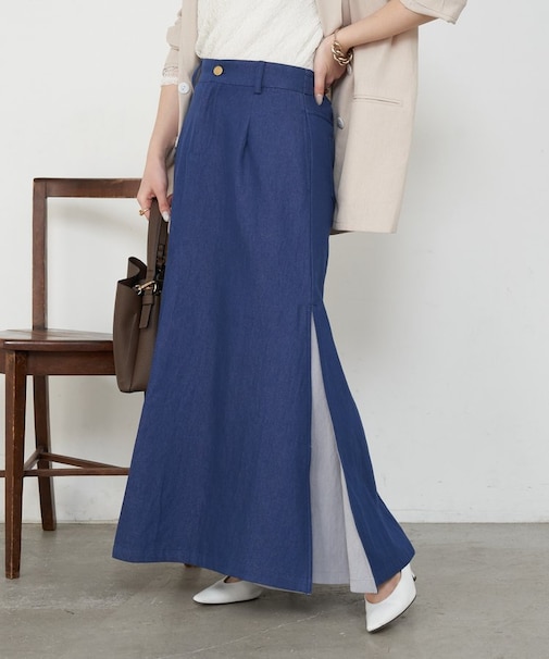 異素材デニム切替スカート