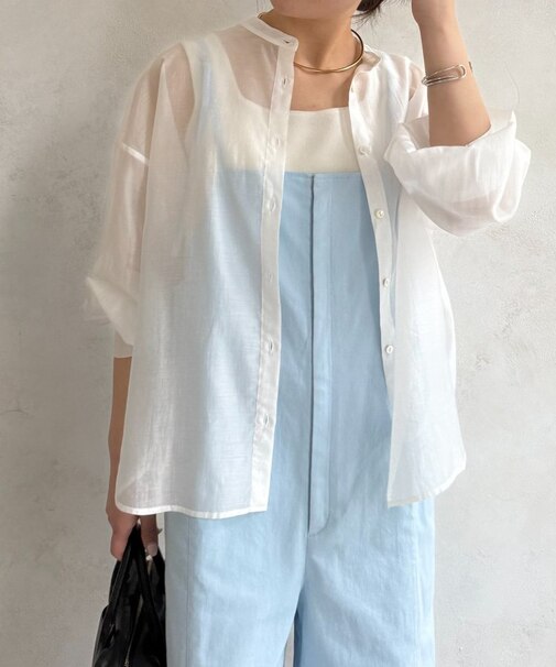シアーバックラッフルシャツ