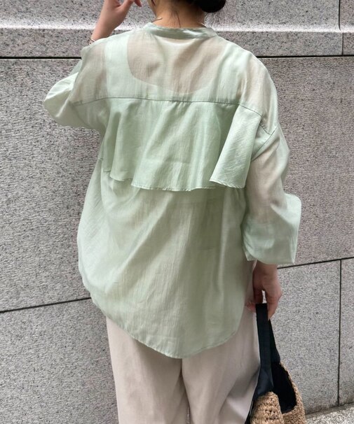 シアーバックラッフルシャツ