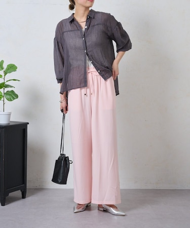 リボン付きジョーゼットパンツ