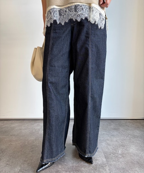 ストレッチワイドデニムパンツ