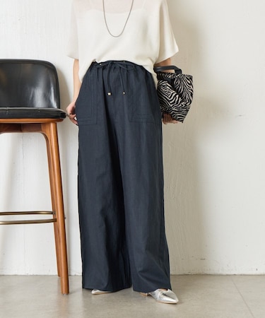 ピコステッチリネンワイドパンツ