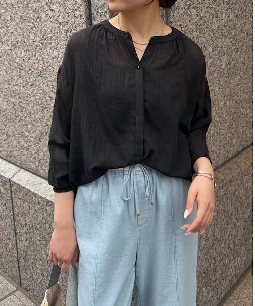 プチボタンガーゼシャツ