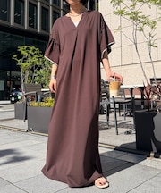 袖フレアスキッパーワンピース