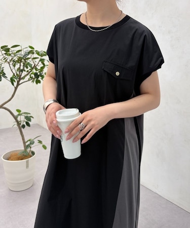配色フレンチワンピース