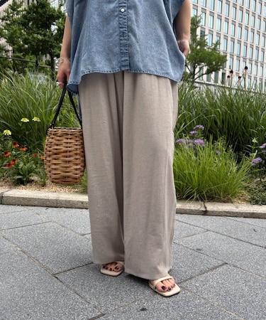リネンタッチワイドパンツ