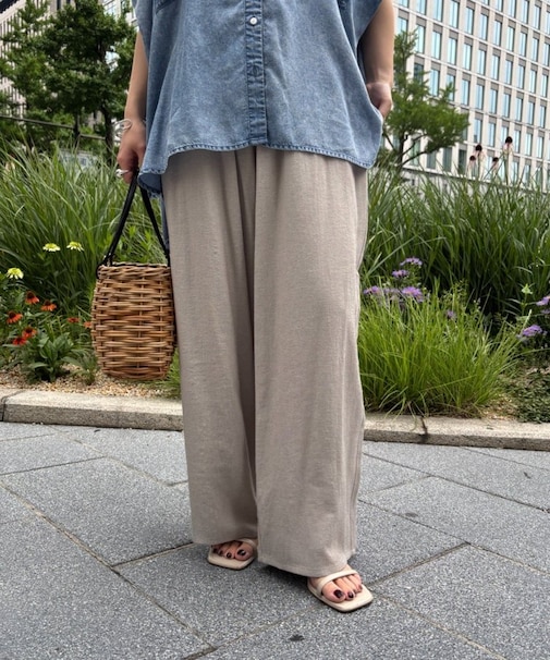 リネンタッチワイドパンツ