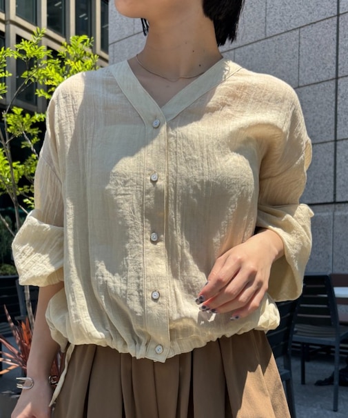 裾リボンガーゼシャツ