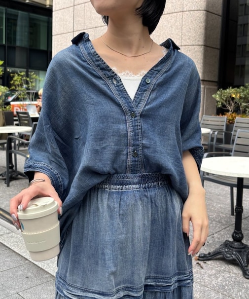 〈7/17インスタライブご紹介アイテム〉シアーデニムスキッパーシャツ