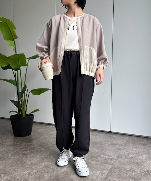 異素材メッシュブルゾン