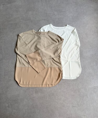 裾袖トロミ切替カットソー
