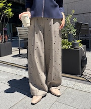 フロッキードットパンツ