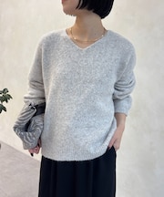 【チクチクしない】ウール混Vネックニット