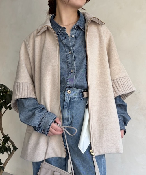 スタンドネックポンチョ