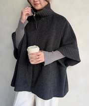 スタンドネックポンチョ