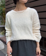 フェザー格子ニット