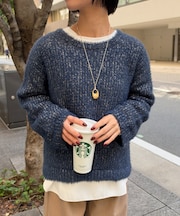 フェザー格子ニット