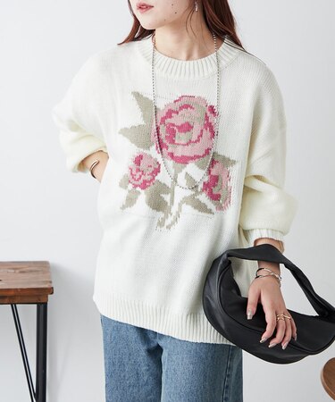 バラモチーフニット