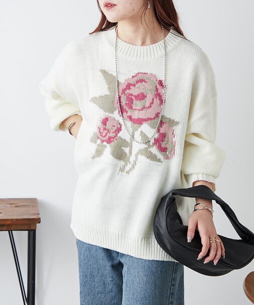 バラモチーフニット