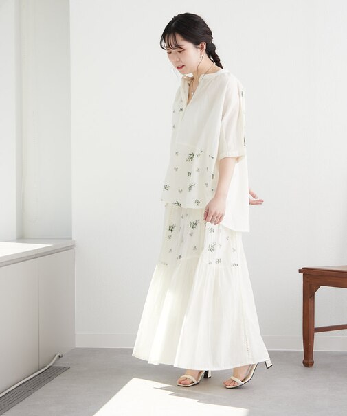 【India Series】【SETUP対応】ミモザ刺繍ドルマンブラウス