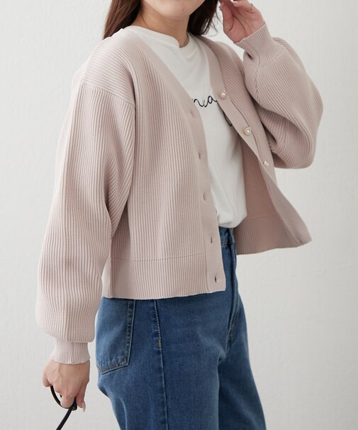 エアリーニットキラキラ釦カーディガン