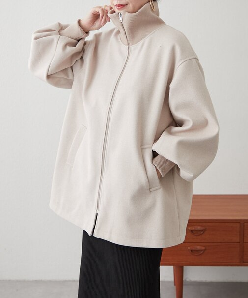 リブカラーミドルZIPコート