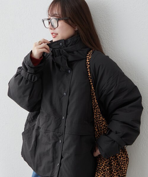 スタンドベルトフェイクダウンジャケット｜ナイスクラップ/オリーブ