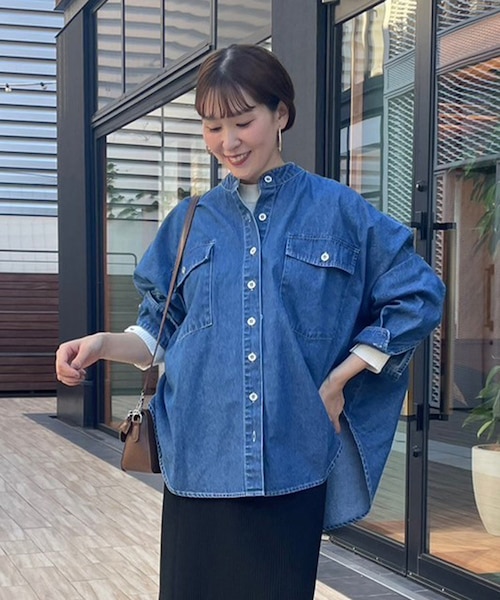 新色登場！】【@_misato___セレクト】ロゴ刺繍デニムシャツ｜ナイ