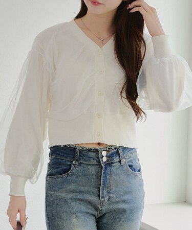 【オンオフ着まわせます】チュール重ねカーディガン