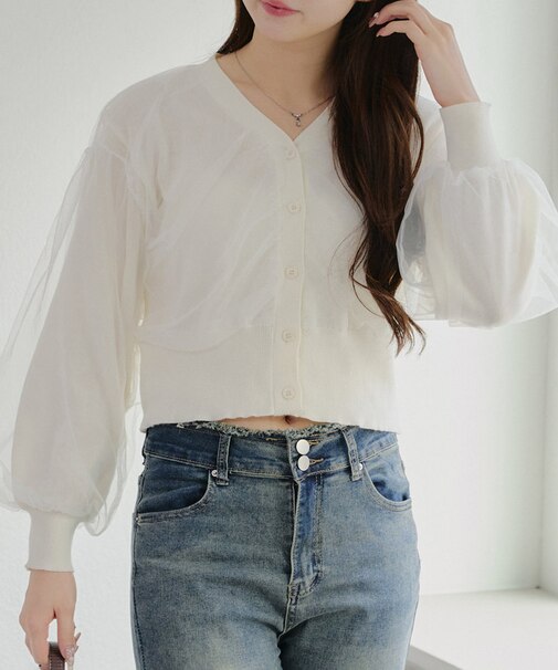 【オンオフ着まわせます】チュール重ねカーディガン