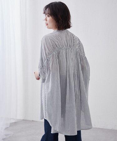 【NAO】インド綿100%、後ろ切替ギャザーブラウス