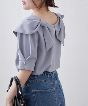 前後2WAY大人リボンブラウス