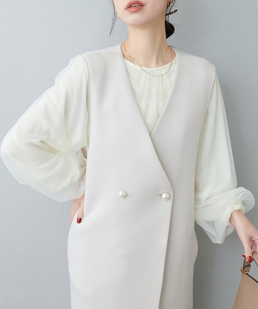 【natural couture】チュールギャザートップス