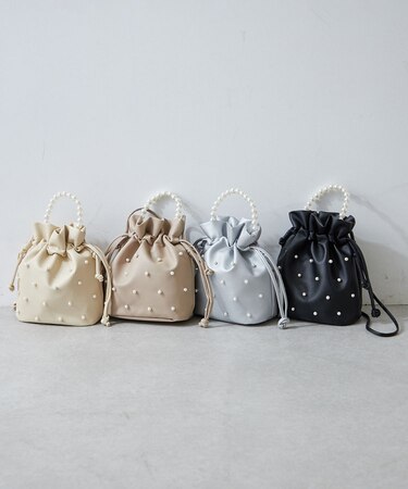【WEB限定】パール巾着２WAYショルダーバッグ