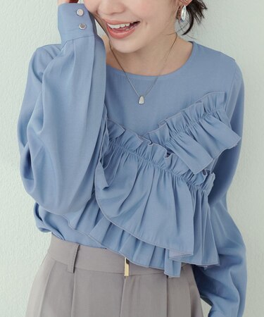 【natural couture】アシメフリルブラウス