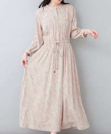 【natural couture】８分袖ウエストリボンワンピース