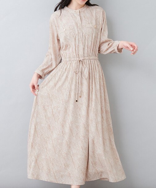 【natural couture】８分袖ウエストリボンワンピース