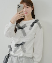 【春の新作】【OUTLET限定】リボン付スウェット