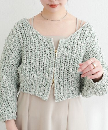 【natural couture】リボンヤーンショート丈カーデ