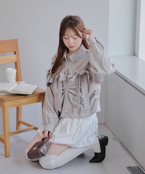 【RMAF】【カジュアルガーリー】Wリボンショートブラウス