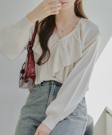 【RMAF】クロスフリルニットプルオーバー