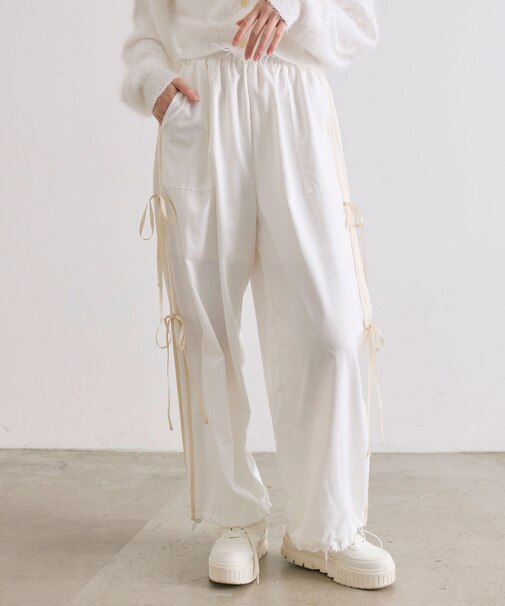 【OLIVE des OLIVE】ダブルリボンサイドラインパンツ