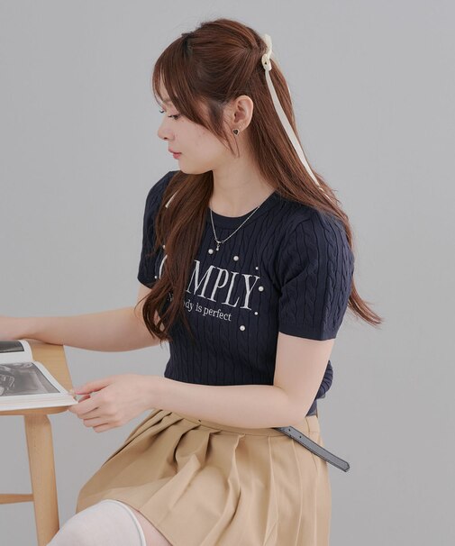 【RMAF】【パール付き】刺しゅうパールニットプルオーバー